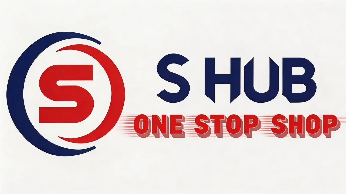 s hub logo navy blue with running effect